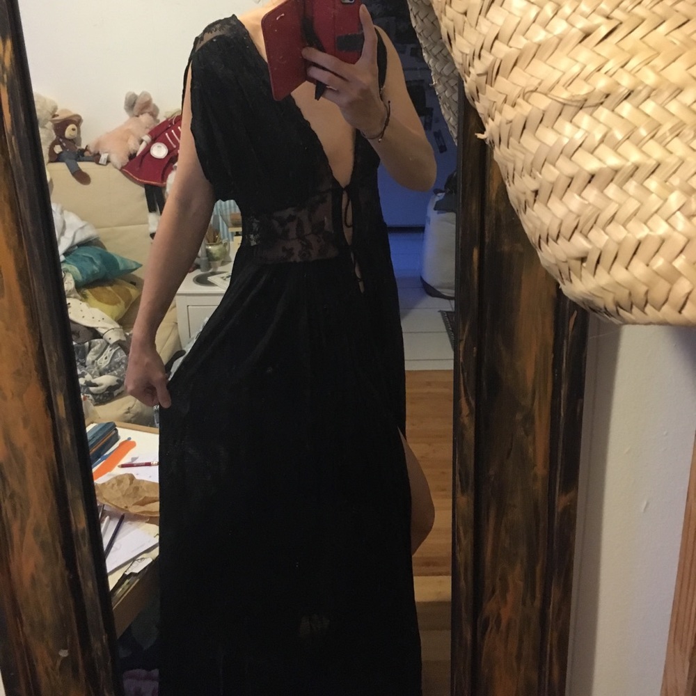 NWT Sexy Chic Black Gown w/Embroidery Free People